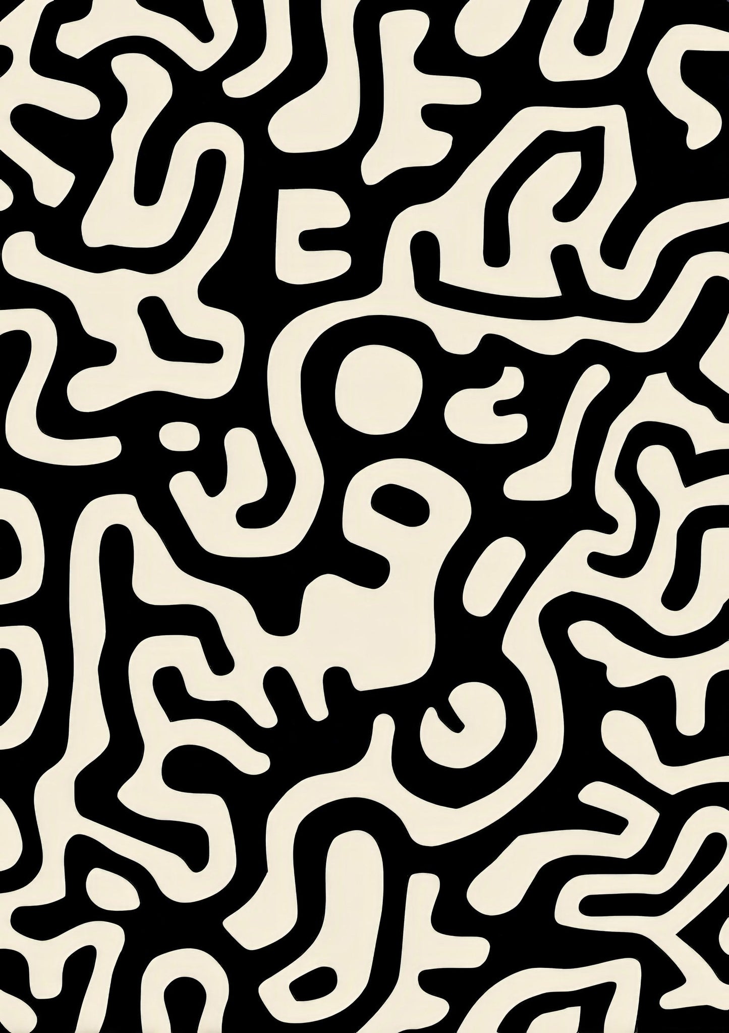 Squiggle Print, Black and White Abstract Wall Art