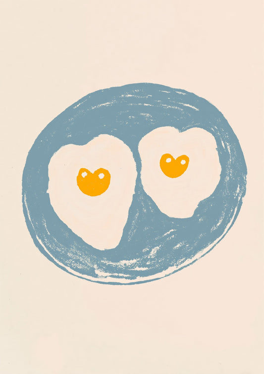 Heart Eggs Print, Kitchen Food Wall Art