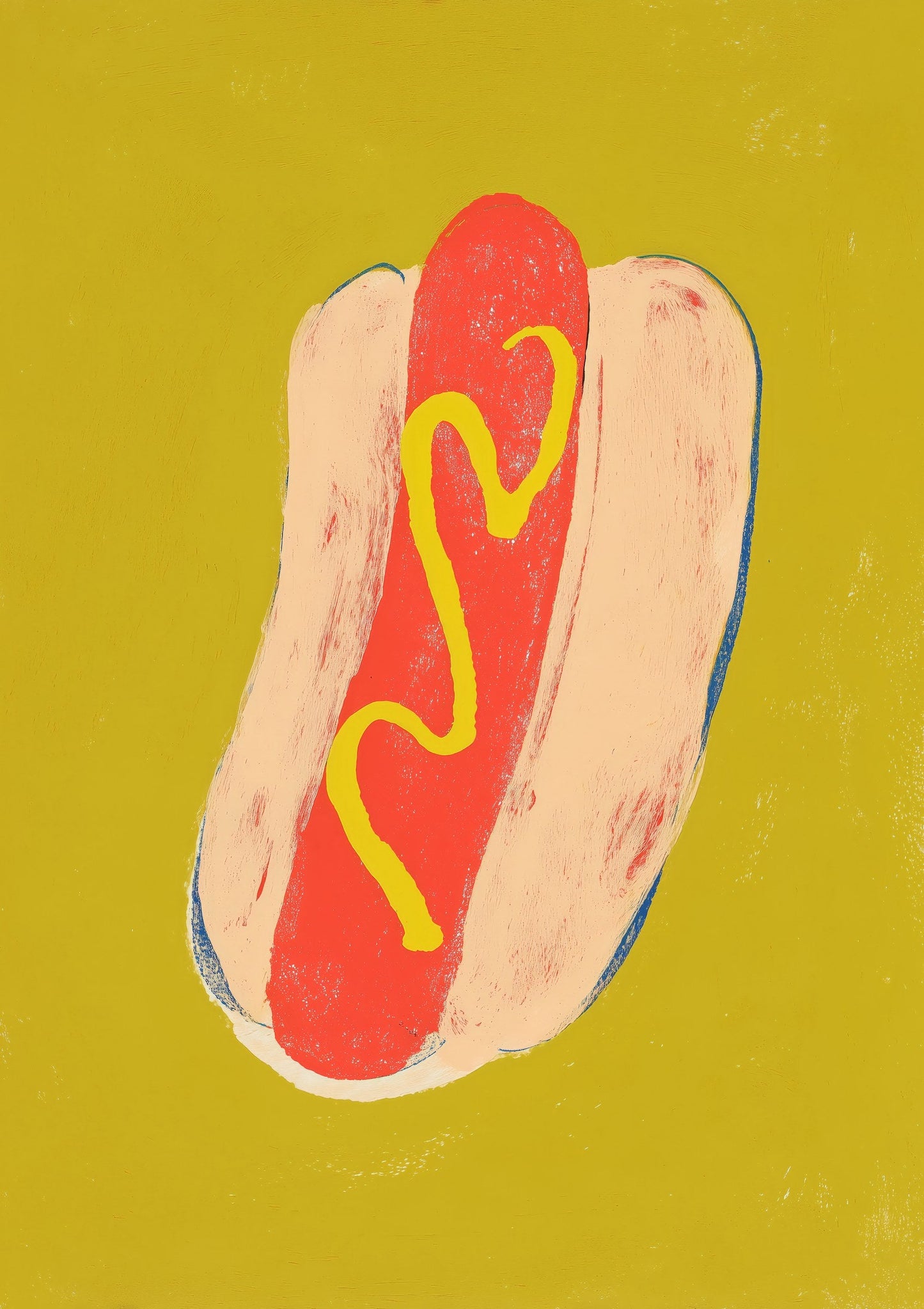 Hot Dog Print, Folk Kitchen Wall Art