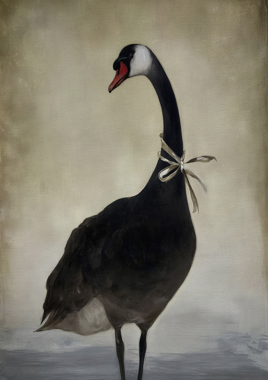Black Goose Print, Vintage Animal Wall Art