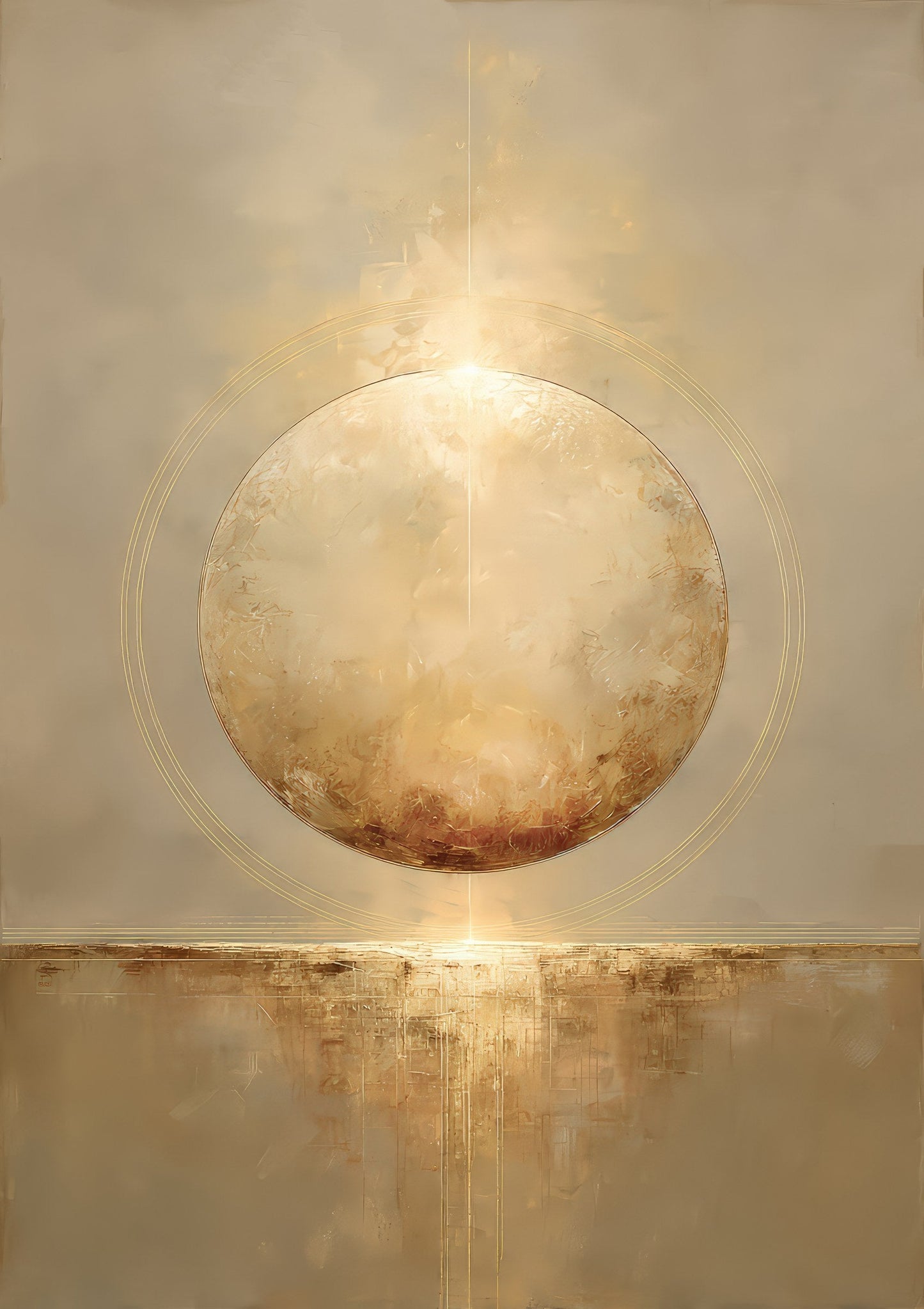 Golden Sun Print, Celestial Abstract Wall Art