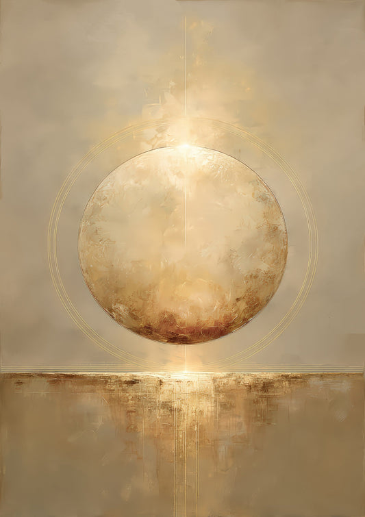 Golden Sun Print, Celestial Abstract Wall Art