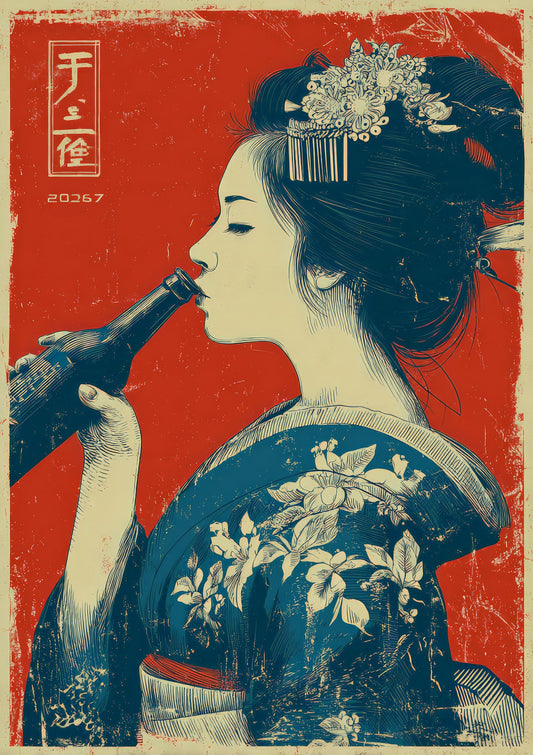 Geisha Print, Japanese Woodblock Wall Art