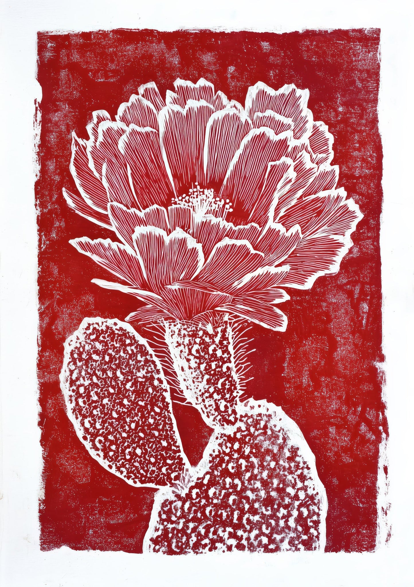 Red Peony Print, Papercut Botanical Wall Art