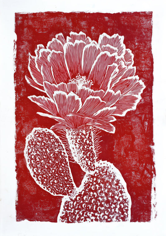 Red Peony Print, Papercut Botanical Wall Art