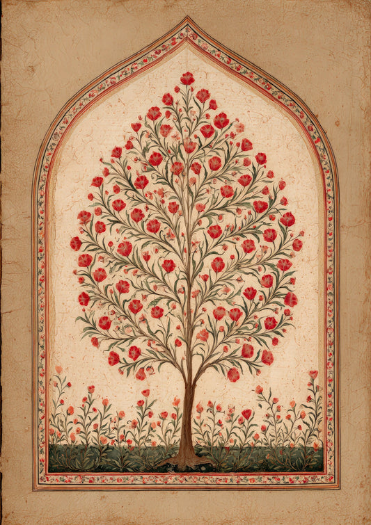 Flowering Tree Print, Indo-Persian Wall Art