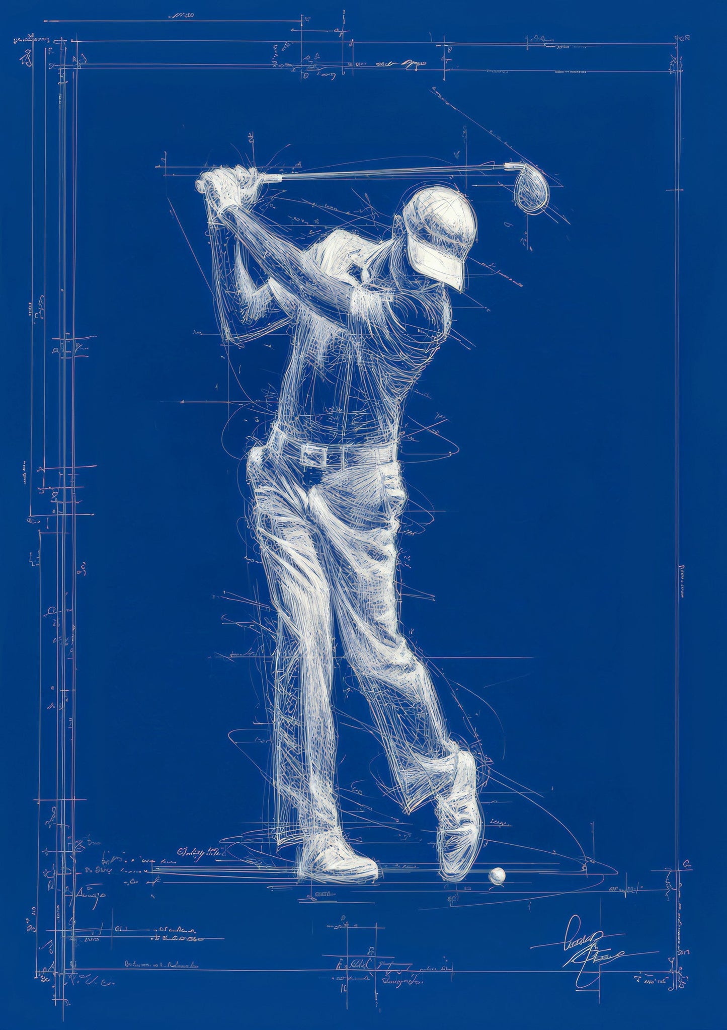Golfer Print, Blueprint Sport Wall Art