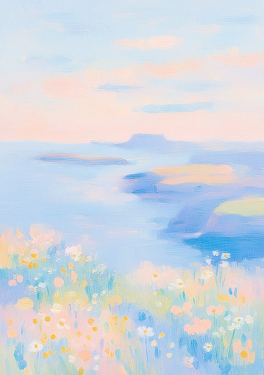 Coastal Meadow Print, Impressionist Wall Art