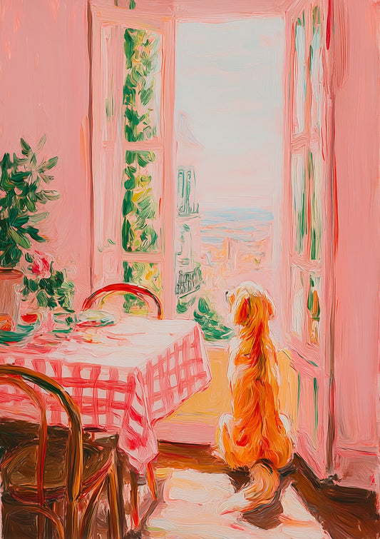Pink Room Print, Painterly Interior Wall Art