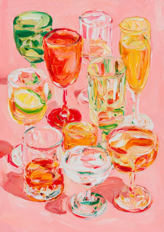 Cocktails Print, Colourful Drinks Wall Art