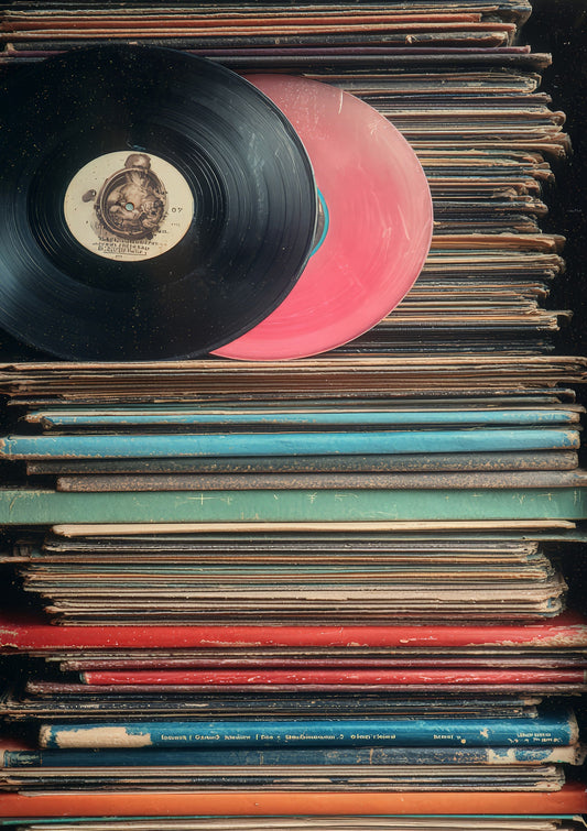 Records Print, Retro Music Wall Art
