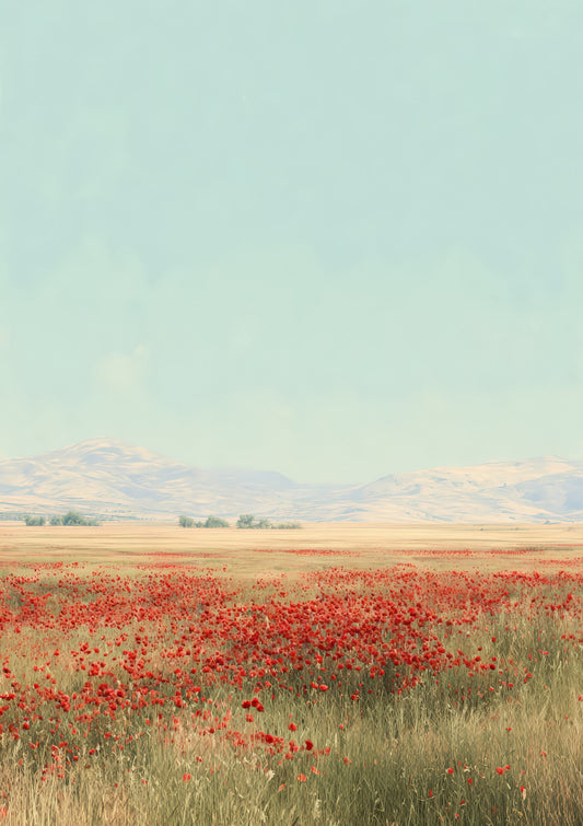 Poppy Field Print, Landscape Wall Art
