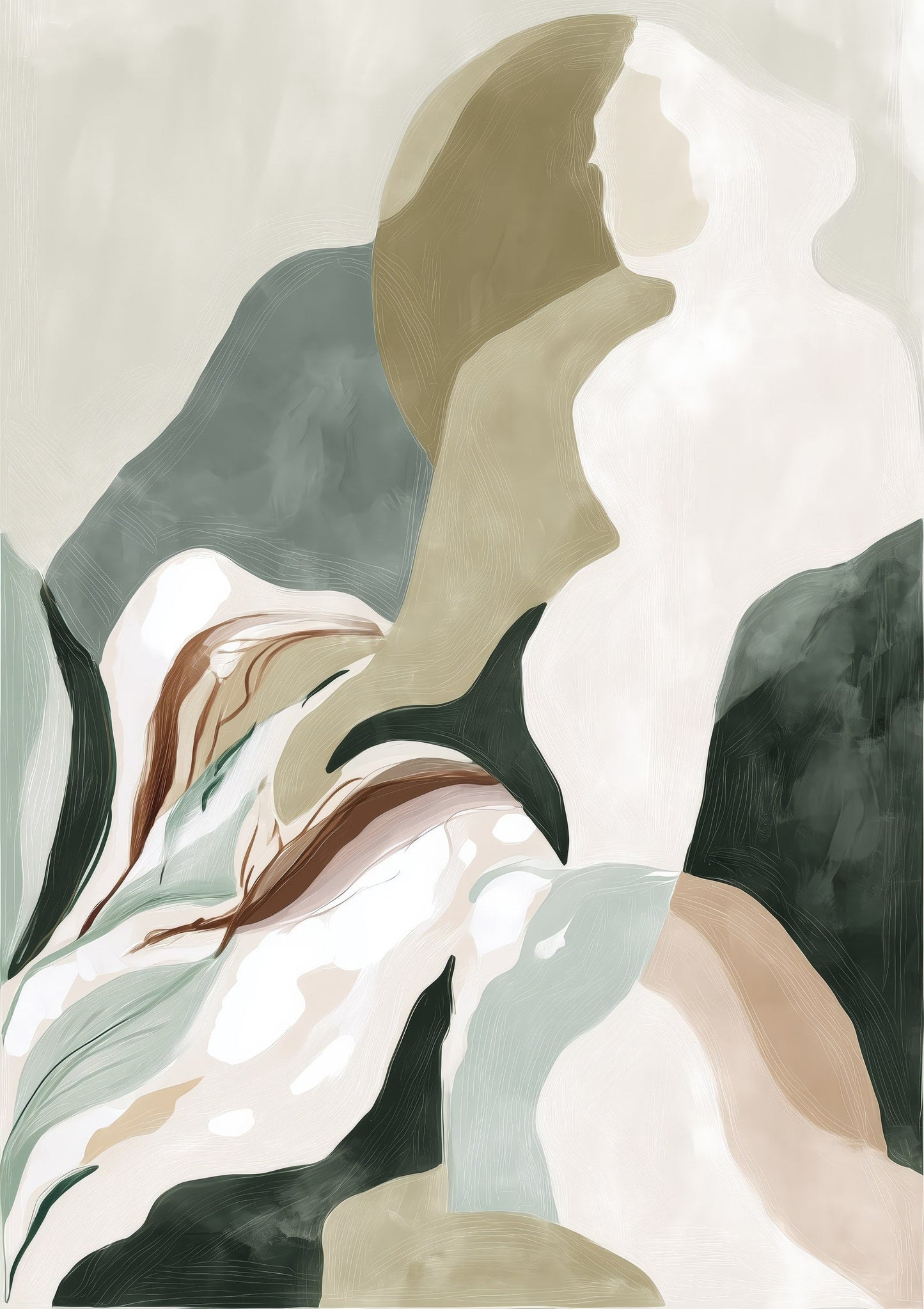 Sage Abstract Print, Botanical Wall Art