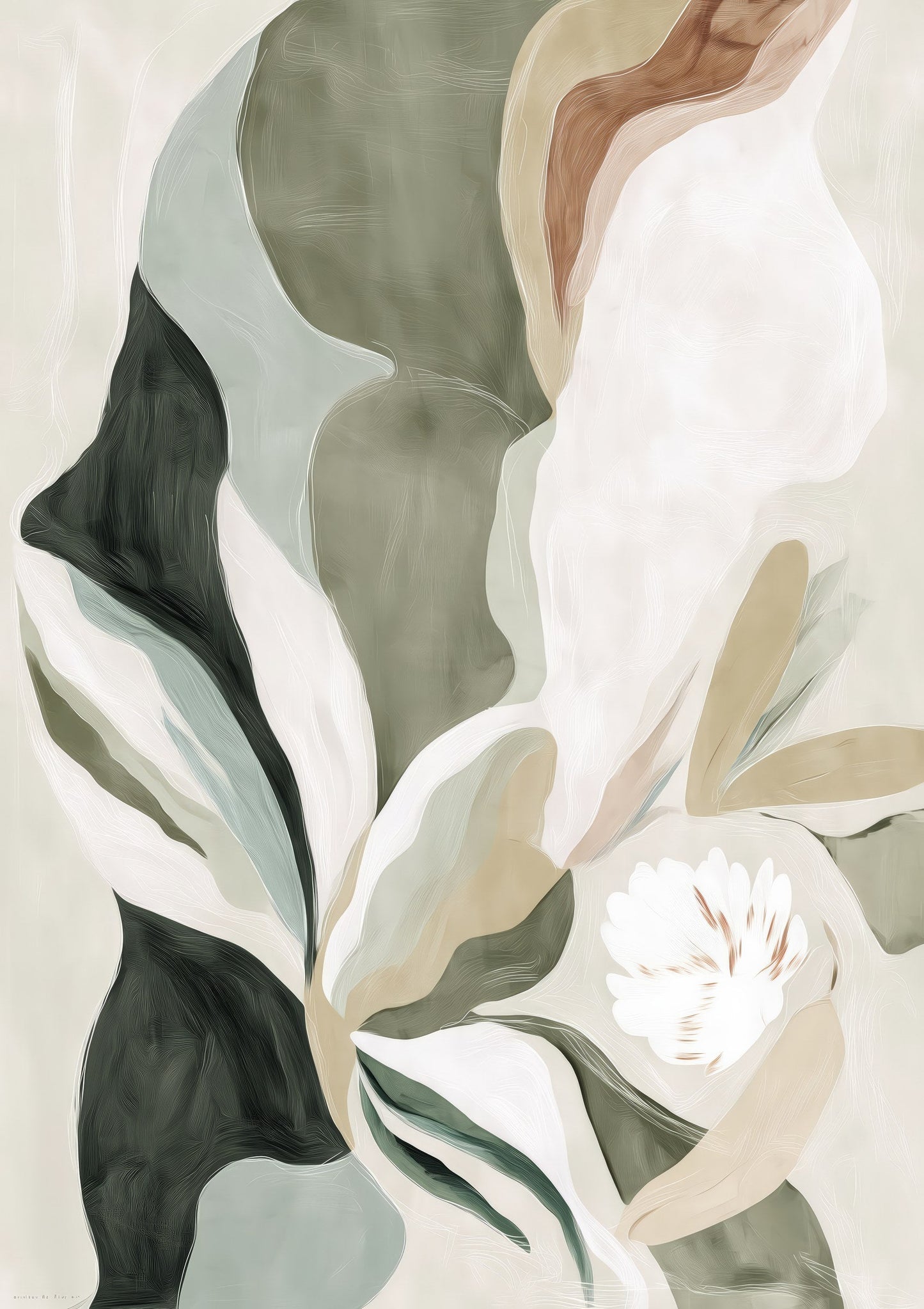 Sage Botanical Print, Modern Abstract Wall Art