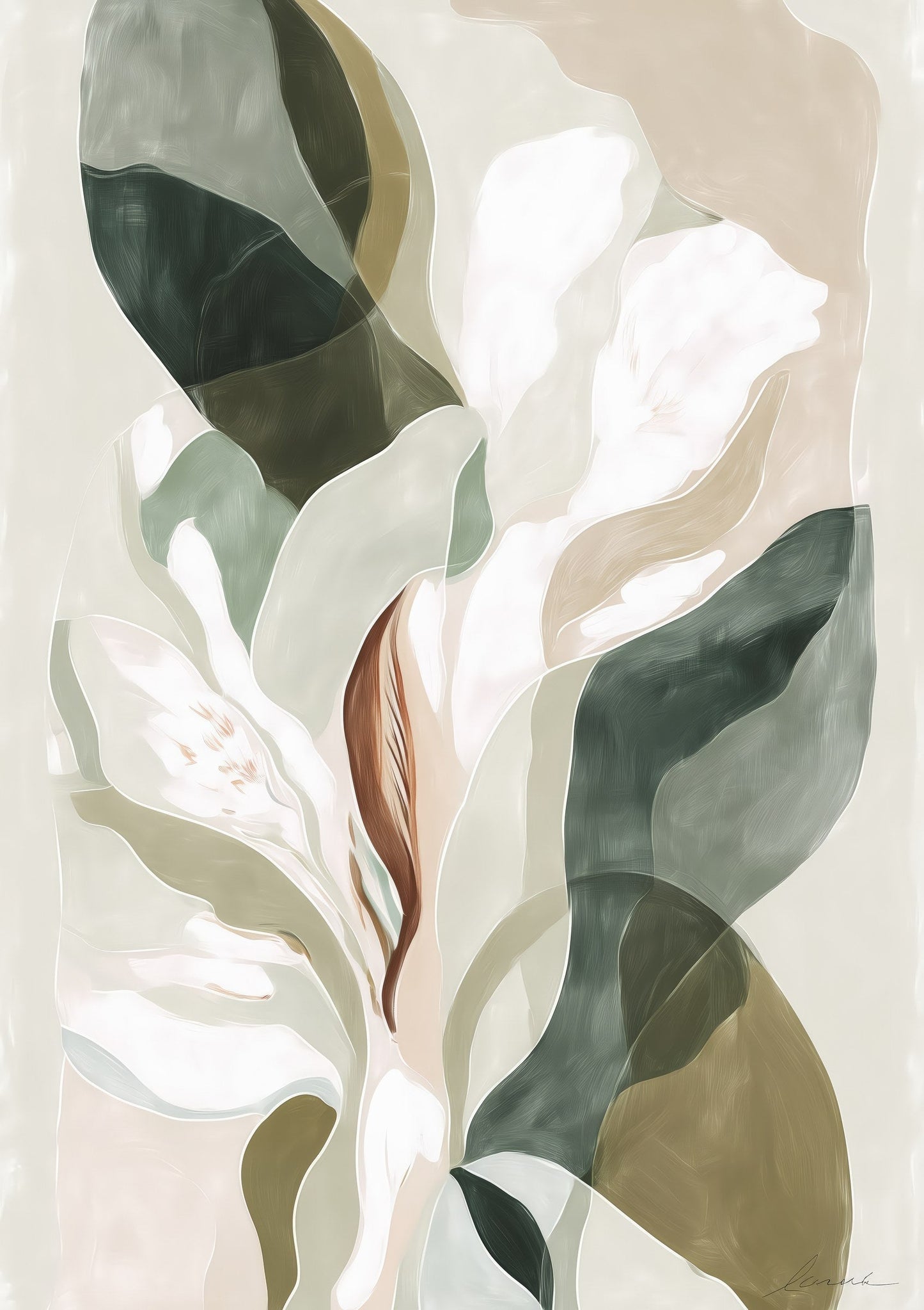 Abstract Bloom Print, Sage Wall Art