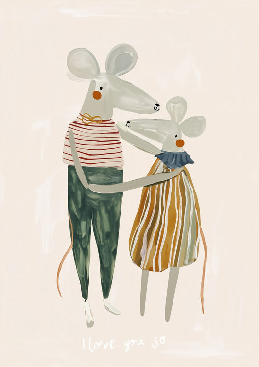 Mice Hug Print, Nursery Wall Art