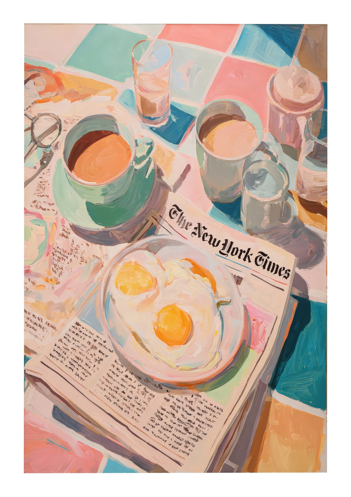 Breakfast in Bed Print, Kitchen Food Wall Art