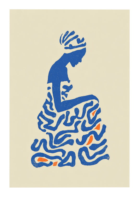 Blue Figure Print, Matisse Style Wall Art