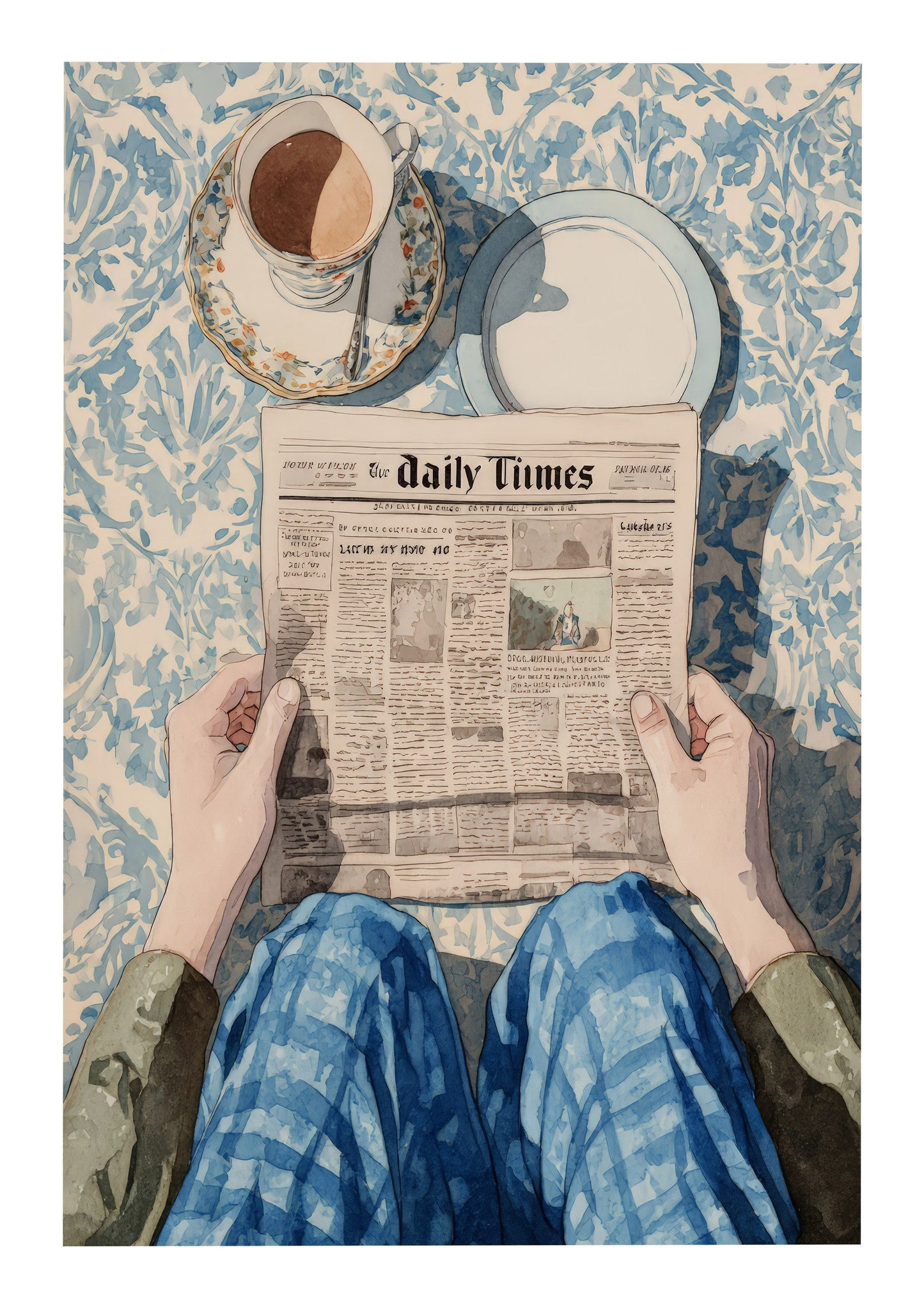 Reading the Paper Print, Figurative Wall Art
