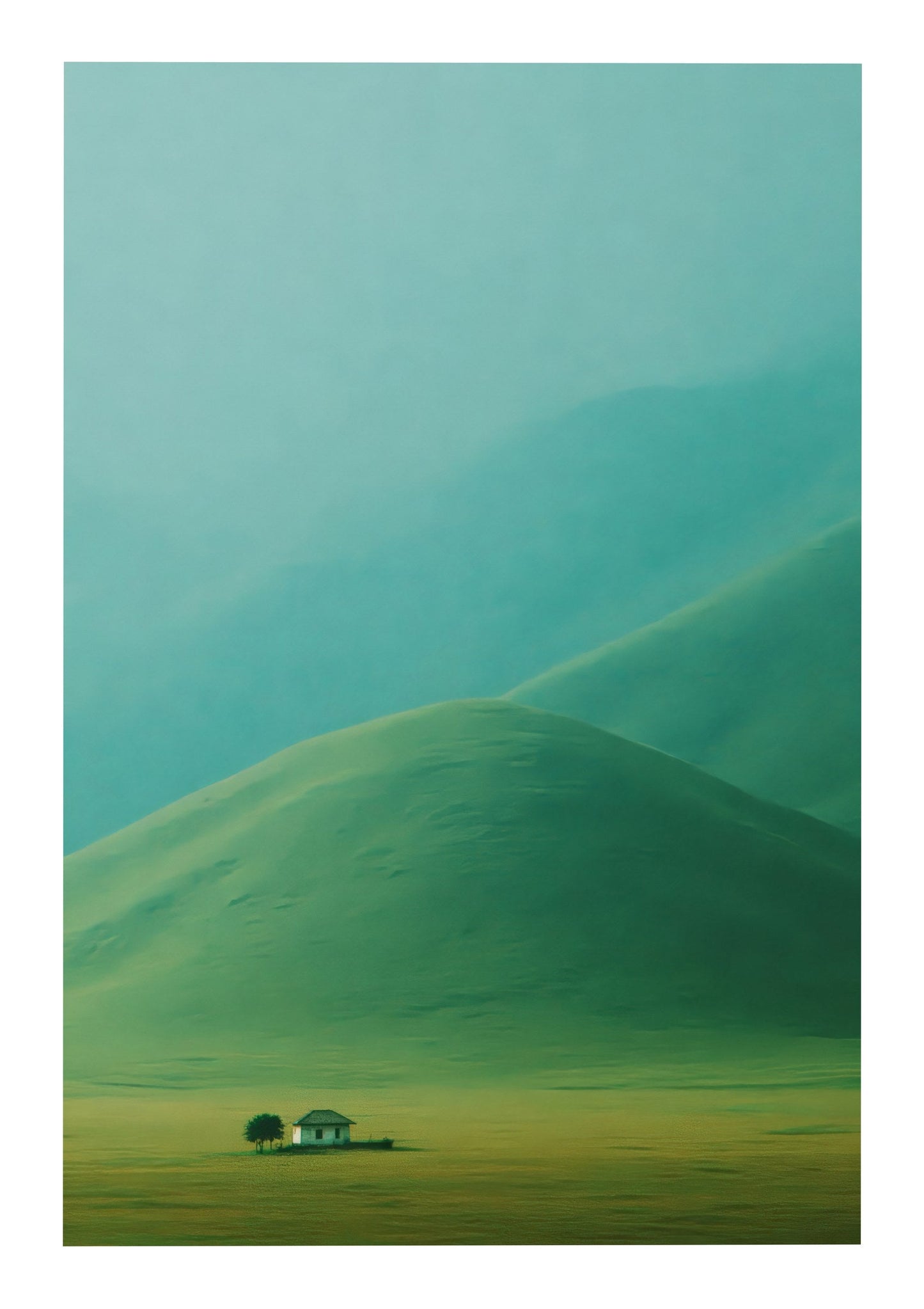 Green Hills Print, Minimalist Landscape Wall Art