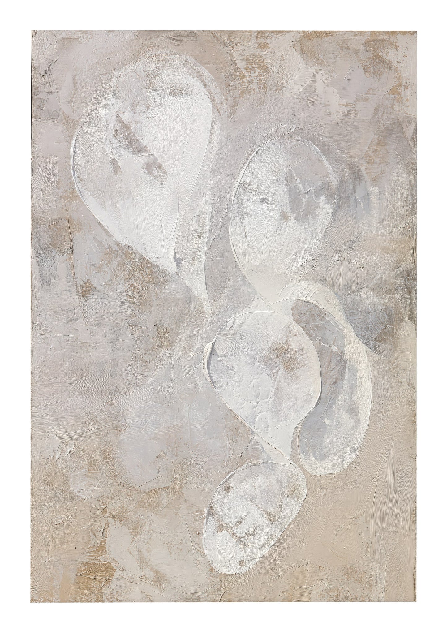 White Forms Print, Painterly Abstract Wall Art