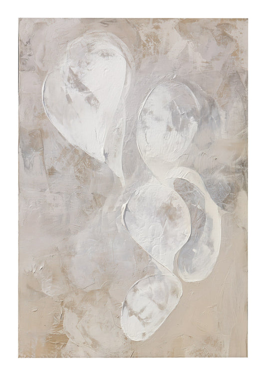 White Forms Print, Painterly Abstract Wall Art