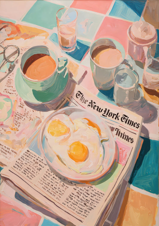 Brunch Flatlay Print, Kitchen Food Wall Art