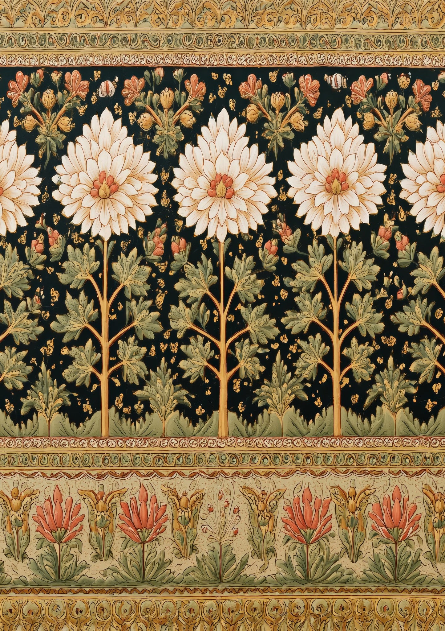 Floral Border Print, William Morris Style Wall Art