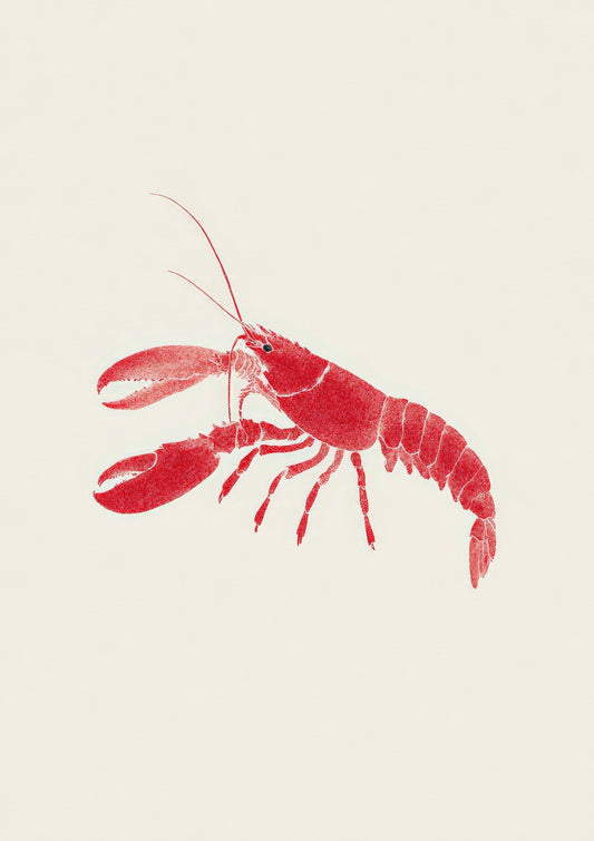 Red Lobster Print, Coastal Kitchen Wall Art