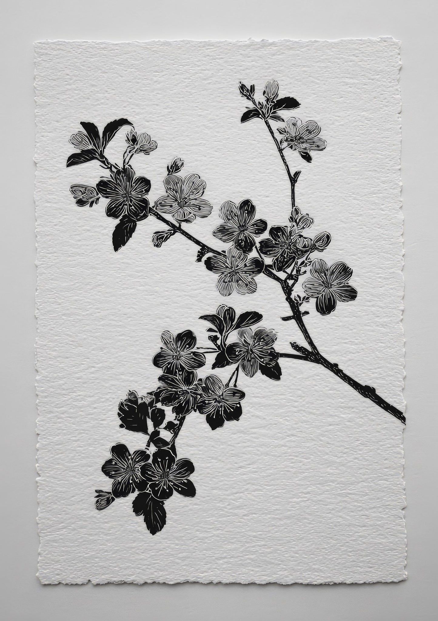 Blossom Branch Print, Minimalist Ink Wall Art
