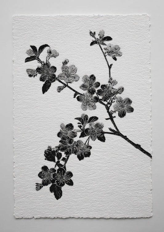 Blossom Branch Print, Minimalist Ink Wall Art