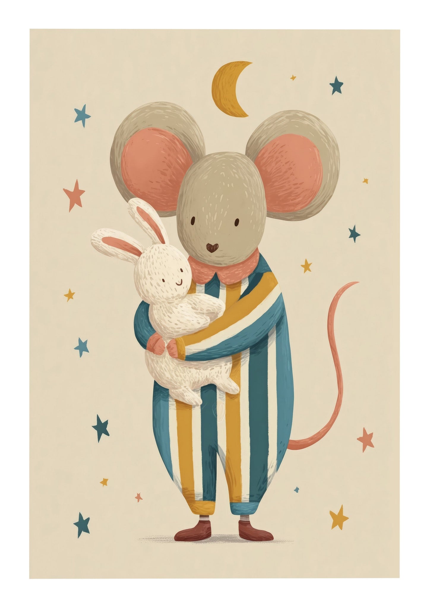 Nursery Mouse Print, Bunny Kids Wall Art