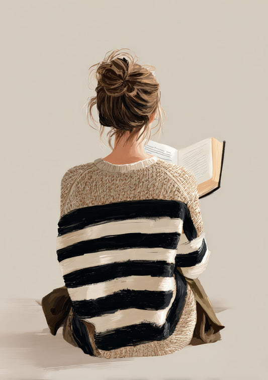 Woman Reading Print, Calm Figurative Wall Art