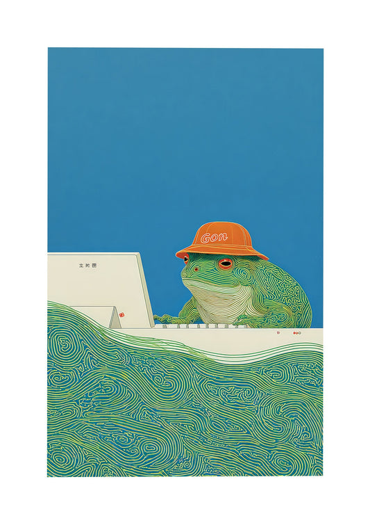 Frog in a Hat Print, Funny Animal Wall Art