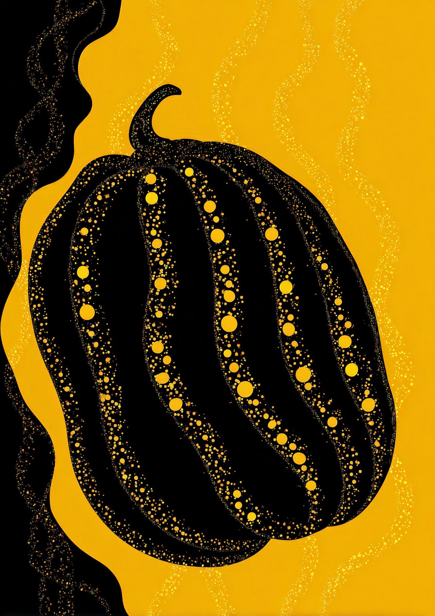 Starry Squash Print, Folk Autumn Wall Art