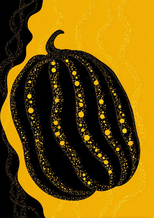 Starry Squash Print, Folk Autumn Wall Art