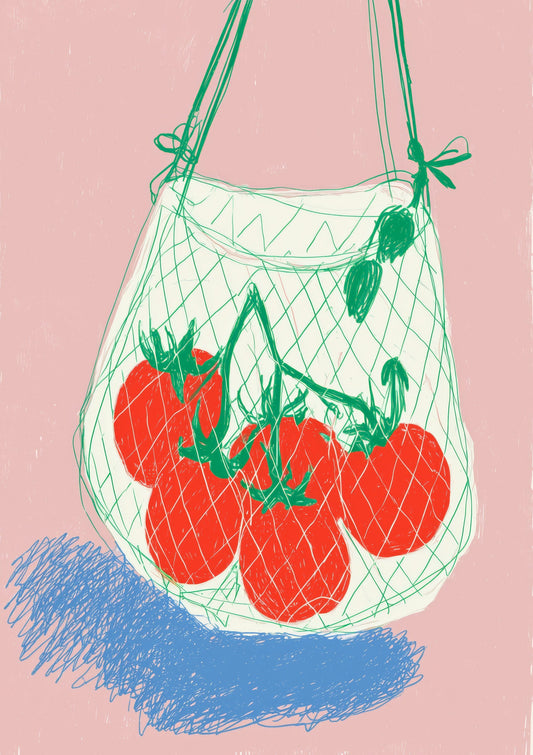 Strawberries Print, Folk Kitchen Wall Art