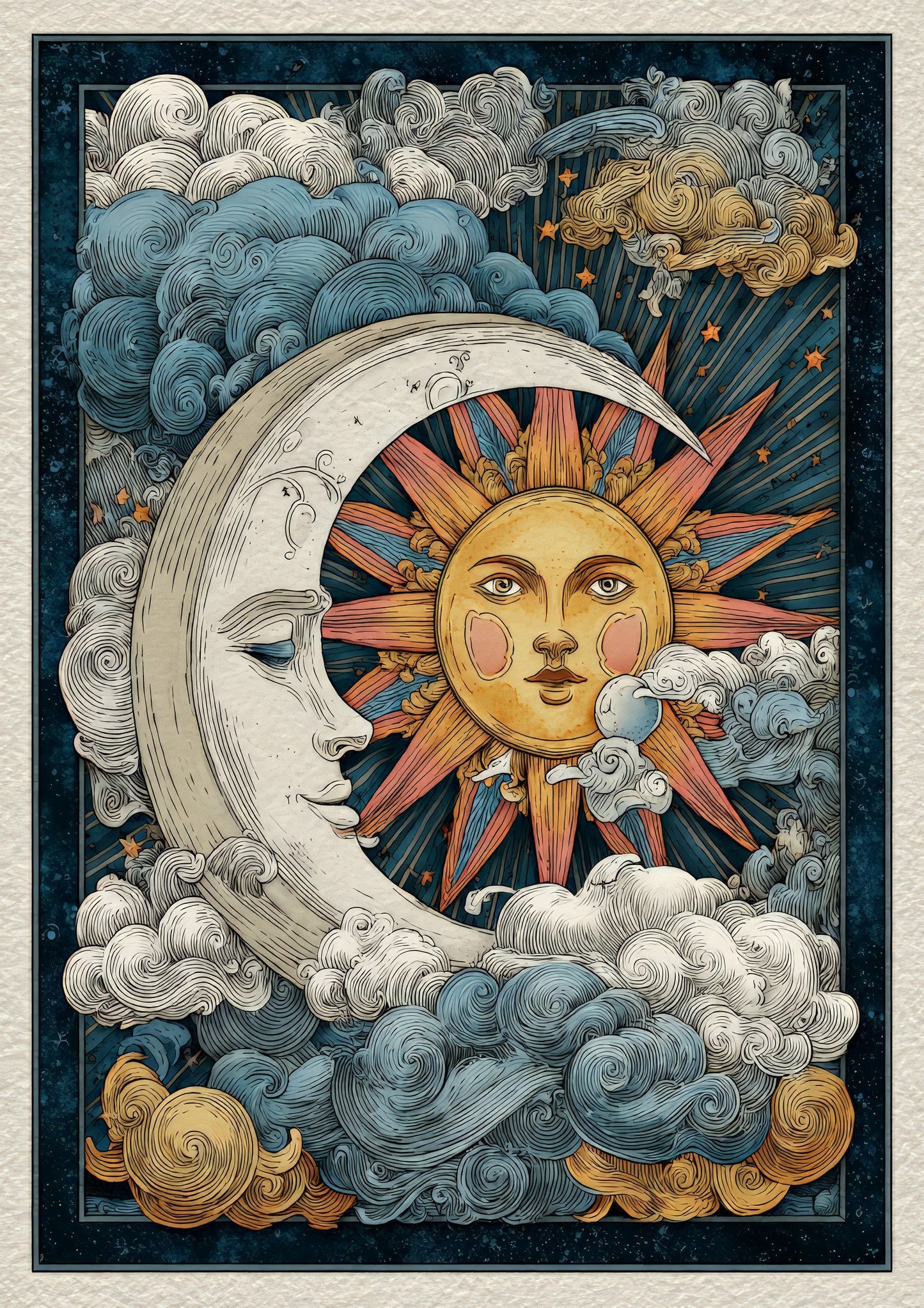 Sun and Moon Print, Celestial Wall Art