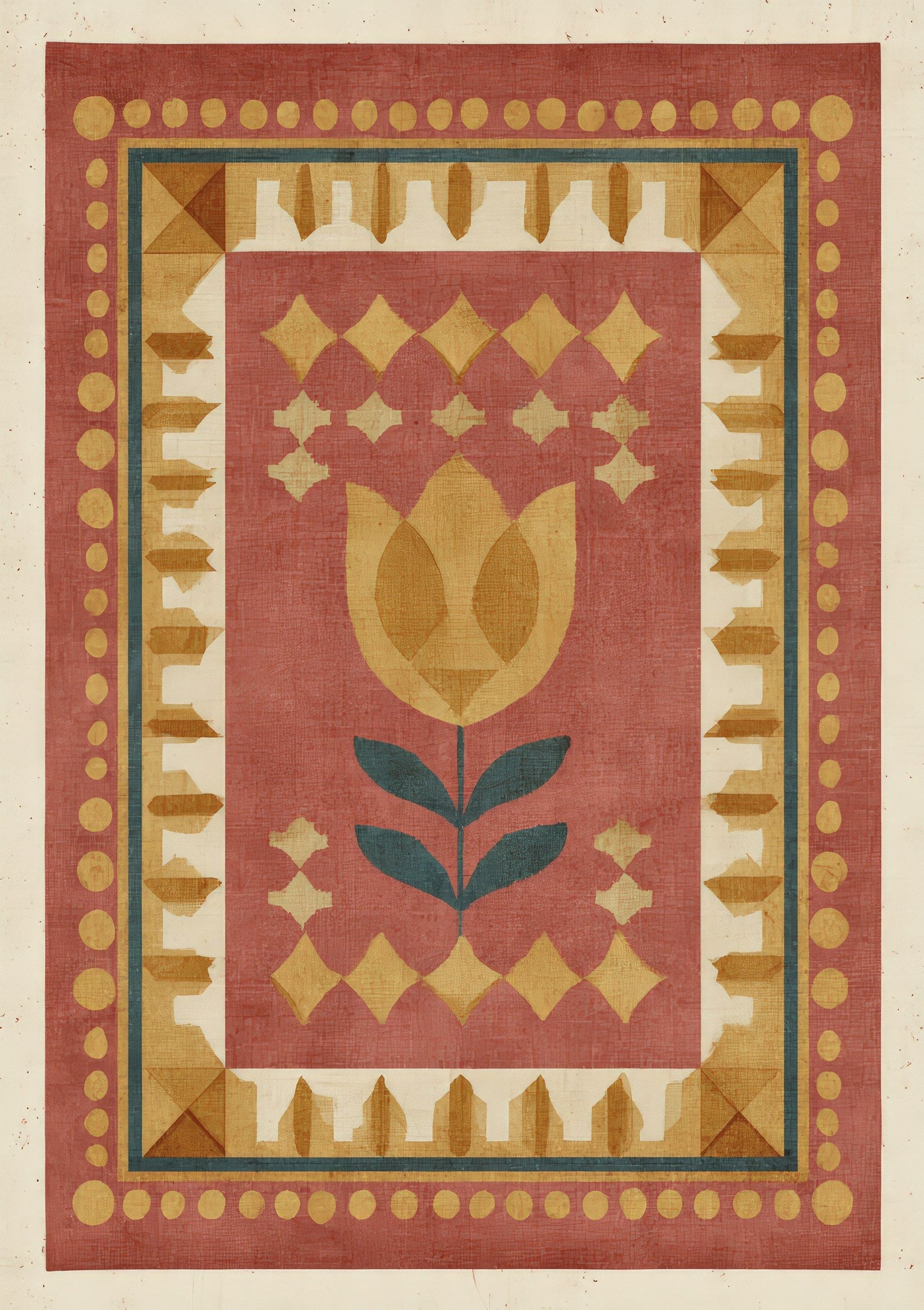Folk Tulip Print, Scandinavian Wall Art