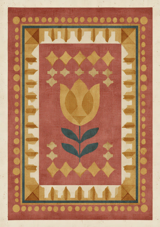 Folk Tulip Print, Scandinavian Wall Art