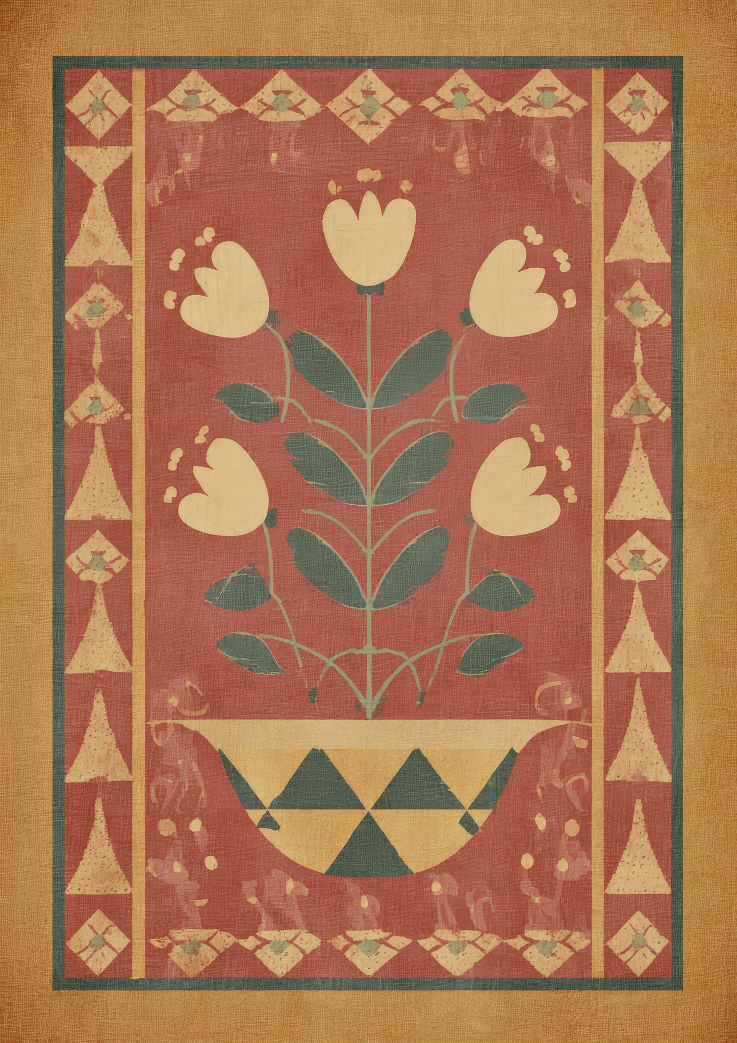 Folk Floral Panel Print, Heritage Wall Art