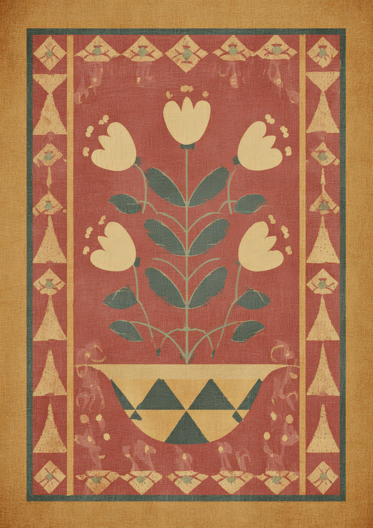 Folk Floral Panel Print, Heritage Wall Art