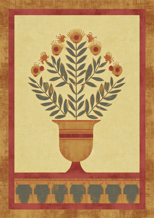 Folk Botanical Urn Print, Scandinavian Wall Art