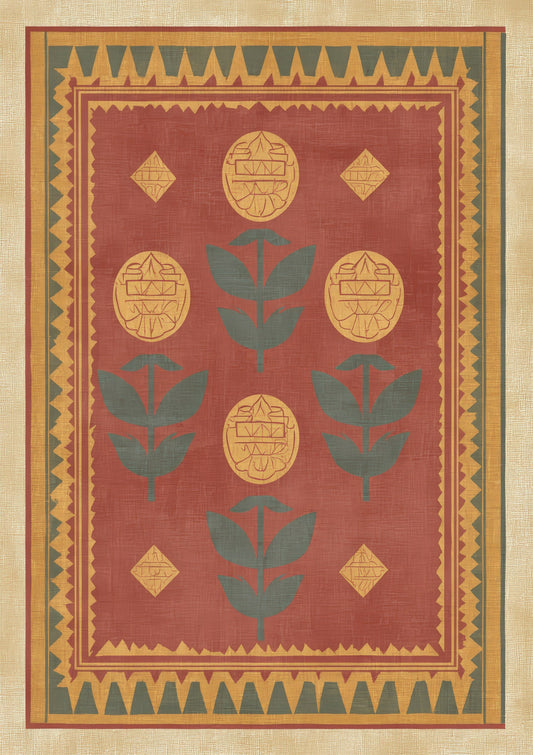 Folk Flower Panel Print, Heritage Wall Art