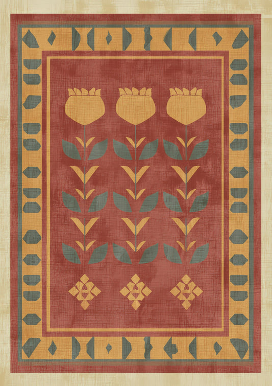 Folk Tulip Panel Print, Heritage Wall Art