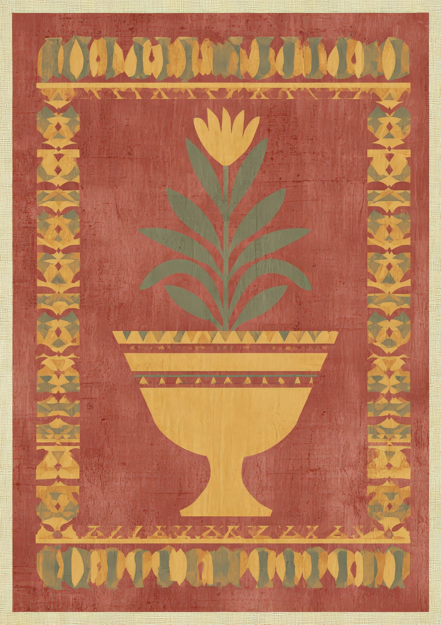 Folk Tulip Urn Print, Heritage Wall Art