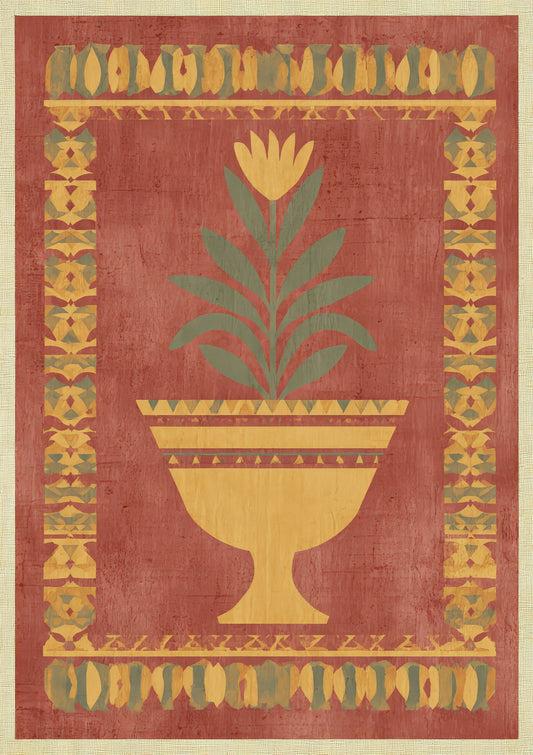 Folk Tulip Urn Print, Heritage Wall Art