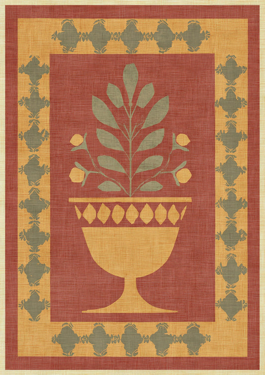 Folk Botanical Print, Urn Heritage Wall Art