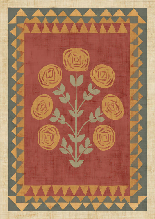 Folk Roses Print, Heritage Panel Wall Art