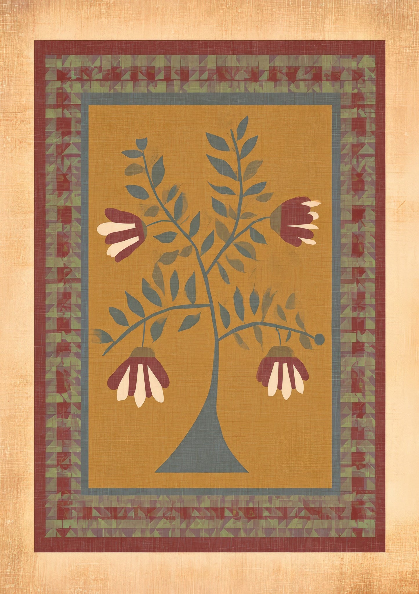 Folk Tree Urn Print, Heritage Wall Art